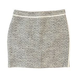 White House Black Market WHBM Ice Princess Boot Skirt White Grey Tweed Lined 8